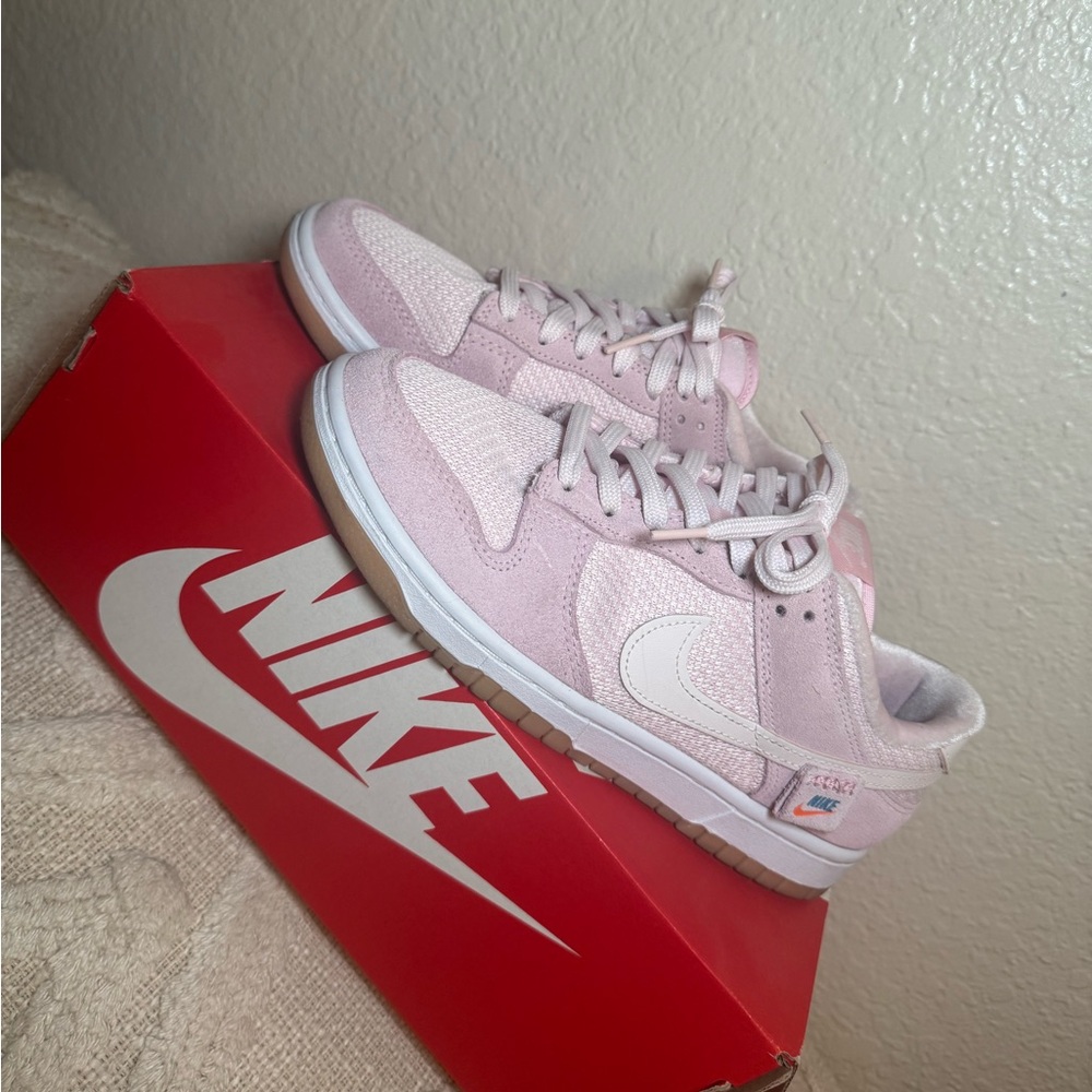 Nike Light Pink and White Low-Top Sneakers